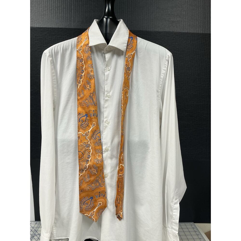Michael Kors Orange with Blue Stripes Silk Neck Tie, Long 60”
